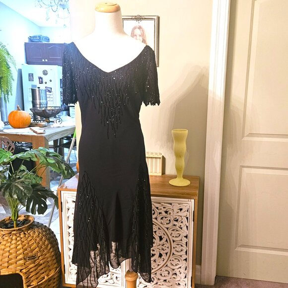 NWT J Kara Beaded Midi Dress, Sz 14P - Picture 4 of 7